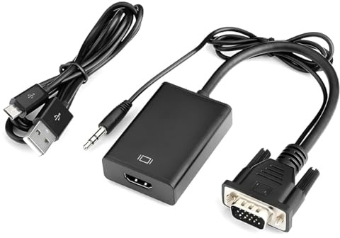 Nicear Adattatore VGA A HDMI Convertitore VGA A HDMI Con Porta Micro USB Converte Fonte In Display Per PC Laptop Monitor HDTV Alimentato USB