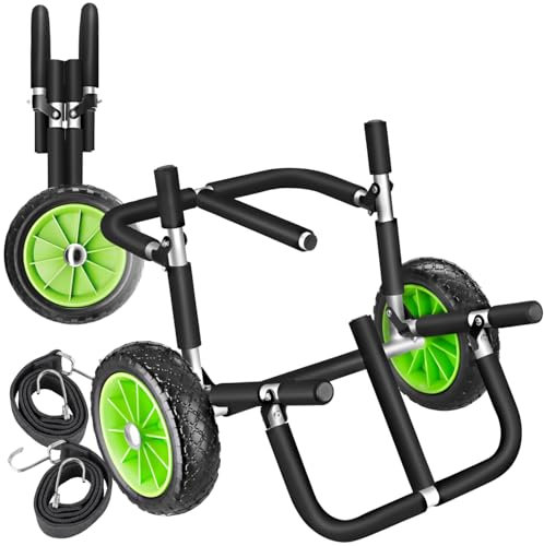 tectake® Carro de Transporte para Tabla de Surf o Padel Surf, Transporte de Playa, Aluminio, 2 Tablas, 20 kg de Carga, Ruedas de 24 cm, Correas Resistentes Ganchos de Metal - Negro/Verde