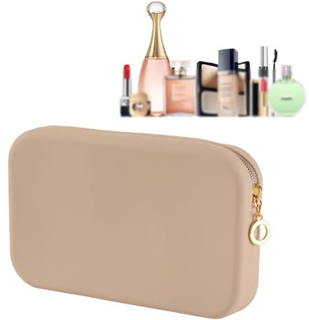 Silicone Makeup Bag,20 * 12 * 3 cm,Travel Silicone Cosmetic Bag with Zipper,Washable Cosmetic Brushes Holder,Make up Storage Bags,Portable Makeup Organiser for Ladies Girls