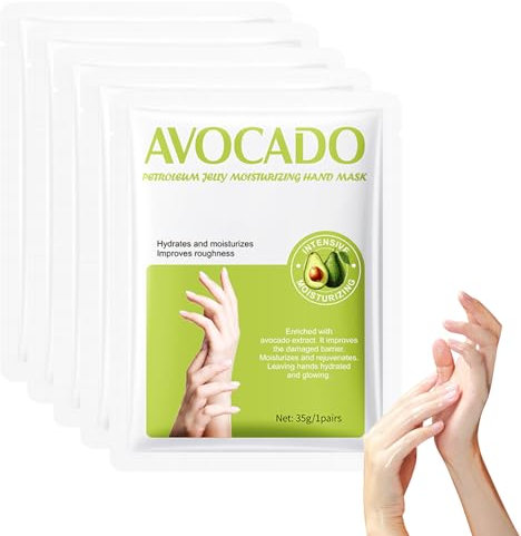 Handmaske, Avocado Feuchtigkeitsspendende Handschuhe, Feuchtigkeitsspendende Handmaske Mit Vaseline, Peeling-Handmasken, Nährende Und Weichmachende Handpflege, 5 Paar