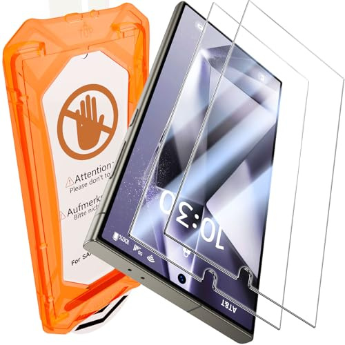 UniqueMe for Samsung Galaxy S24 Ultra Screen Protector - 2 Pack HD Bubble Free Easy installation Full Coverage Scratch Resistant [Dust-Free Kit] [Auto-Installation] [Support Fingerprint Unlock]