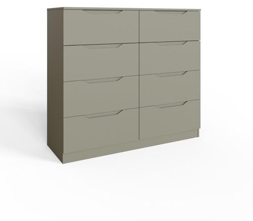 FWStyle Luno Ash Green 8 Drawer Chest of Drawers Wide Bedroom Storage 120cm