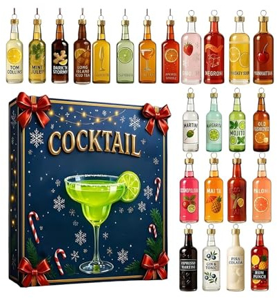 2026 Cocktail Adventskalender, 24 Tage Acryl-Cocktail-Adventskalender, 2026 Weihnachts-Countdown-Kalender Für Hausdekorateure Festplaner Haustür Treppe Fensterbank