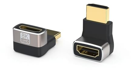 2Pcs Right Angle HDMI Adapter 8K,HDMI 2.1 Adapter 90 and 270 Degree Combo