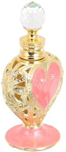 BAZEITFLOW Leere Herzförmige Parfümflasche aus Glas Luftdicht und Nachfüllbar Rosa Aromaflasche für Ätherische Öle und Wohn Dekoration Orientalischer Stil für Zuhause und Reise