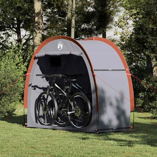 Modern Fahrradgarage Grau Orange - Biwakzelt & Camping Tent mit Wetterschutz & Stauraum für Gemütliche Abende im Garten (210 x 90 x 174 cm)
