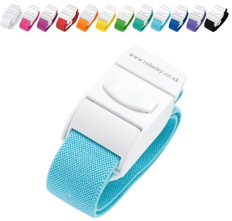 ROLSELEY Quality Medical Tourniquet with Quick Release Buckle and Latex Free Polyester Elastic Band for NHS Nurse, Midwife, A&E, Paramedic, Phlebotomist, Medical Student and Doctor (Light Blue)