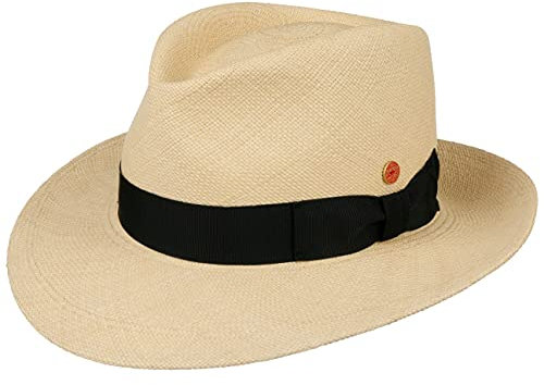 Mayser Sombrero Bogart Panamá Mujer/Hombre - Made in The EU de Paja Sol Playa con Banda Grosgrain, Grosgrain Verano Primavera/Verano - 57 cm Natural