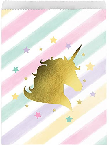 Creative Converting Glitzer-Einhorn-Beutel, 10 ct, mehrfarbig, 22,6 x 16,5 cm