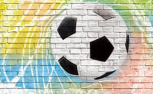 Forwall Vlies Fototapete Kinderzimmer Fußball 104x70 cm Graffiti | Hochwertige Vliestapete, für Wohnzimmer Schlafzimmer, Vliestapete Wandtapete Tapete 3D Effekt- inkl. Kleister
