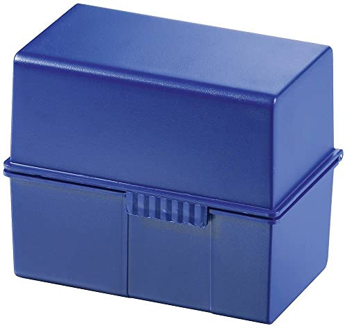HAN Karteibox DIN A6 quer – innovatives, attraktives Design für 400 Karteikarten mit Stahlscharnier und Schnappverschluss, mit A-Z Register, blau, 976-K-14, 1 STÜCK