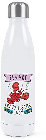 Beware Verrückte Lobster Damen Doppelwand Wasserflasche