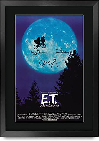 HWC Trading E.T. The Extra-Terrestrial A3 Gerahmte Signiert Gedruckt Autogramme Bild Druck-Fotoanzeige Geschenk Für Henry Thomas Dee Wallace Steven Spielberg Filmfans