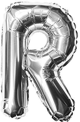 Oblique Unique® Folien Luftballon alle Buchstaben Alphabet ABC Herz Stern in Silber für Geburtstag Jubiläum Schuleinführung Silber Hochzeit JGA Party Deko Folienballon - wählbar (Buchstabe R)