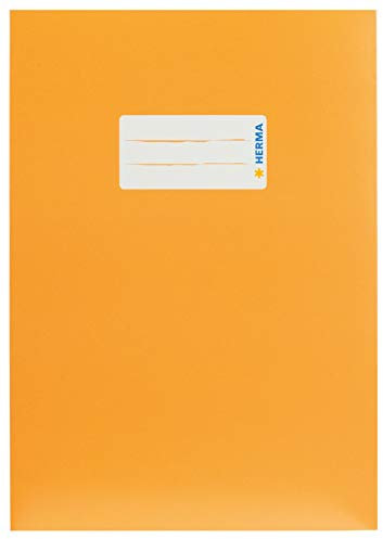 HERMA 19761 Heftumschlag A5 Karton Orange, Hefthülle mit Beschriftungsfeld aus stabilem & extra starkem Papier, Heftschoner für Schulhefte, farbig