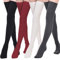 Kayhoma Extra lange Oberschenkelstrümpfe aus Baumwolle, Overknee-Socken, Stiefelstrümpfe, Baumwoll-Beinstulpen, Schwarz, Weiß, Grau, Burgunderrot, M