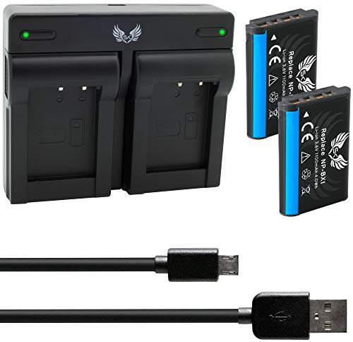 2X SK Akku Ersatz für Sony NP-BX1 1100mAh + Dual Charger Sony ZV-1 II ZV-1 / Cyber-Shot DSC RX1R II RX100 I II III IV V VI VII - CX647 H400 - WX500