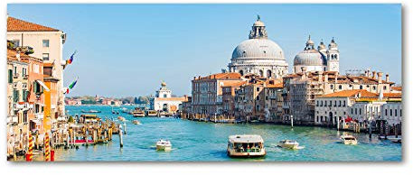Tulup Glas-Bild Wandbild aus Glas - Wandkunst - Wandbild hinter gehärtetem Sicherheitsglas - Dekorative Wand für Küche & Wohnzimmer 125x50 - Sehenswürdigkeiten & Architektur - Venedig Italien - Blau