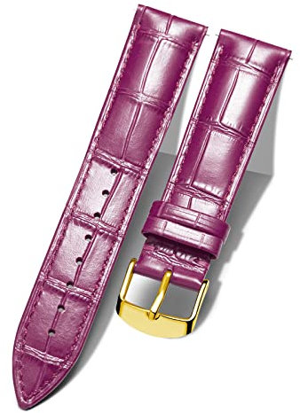 BINLUN Leder-Uhrenarmband Krokodilmuster Schnellverschluss Ersatz Kalbsleder Uhrenarmbänder Smartwatch 10 Farben 13 Größen für Herren & Damen(Goldene Schnalle,Aubergine,22mm)