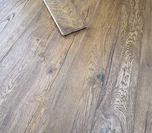 Engineered Oak Wood Flooring - 14 x 190 x 1900 (mm) - Antique Distressed Dark Oiled **SAMPLE**