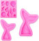 3Pack Molde de concha marina y molde de cola de sirena Molde de fondant de silicona Moldes dulces Moldes de jabón Moldes de fondant de silicona Decoración para hornear
