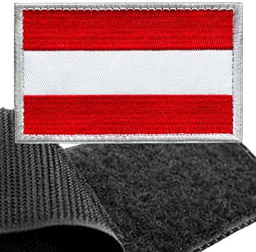 Patch Österreich Flagge Klett - Österreich Klettabzeichen, Flaggen Emblem Aufnäher mit Klettverschluss, Airsoft Aufkleber Klettbänder für Rucksäcke Custom Geschenke (8x5 cm)