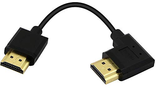 PNGKNYOCN 15cm HDMI Stecker auf Stecker kurzes Kabel 90 Grad Rechter Winkel HDMI 2.0 Adapter kabel, unterstützt 4K@60 Hz, für Raspberry Pi, Tablet, Kamera usw. (Black Right)