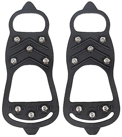 Sytaun 2Pcs Anti Slip Ice Cleat Crampons,Outdoor Sports Shoe Cover,8-tooth Anti-Skid Ice Climbing Shoe Spikes Grip Snowshoes Covers Crampons Black M