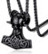 FaithHeart schwarz Mjölnir Anhänger für Herren Jungen, Edelstahl Thors Hammer Anhänger Halskette, Retro Stil Viking Amulett mit 55cm+5cm Weizenkette
