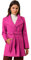 Allegra K Damen Klassischer Stehkragen Langarm Winter Gürtel Langer Mantel, Fuchsia, XL