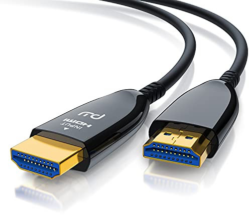 CSL - HDMI Kabel 2.1 Glasfaser - 8K 120Hz – 4k 240Hz - 30m optisches Kabel – HDR10+ - 3D eARC CEC – HDCP 2.3 - HDMI Kabel Ultra High Speed - vergoldete Kontakte – Glasfaserkabel Aluminiumstecker
