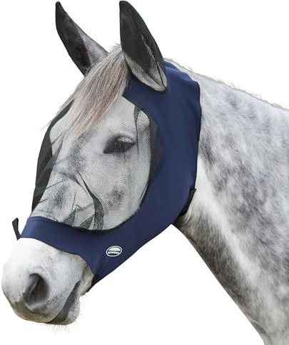 Weatherbeeta - Pferde Augenschutz mit Ohren Deluxe, Stretch (Cob) (Marineblau/Schwarz)