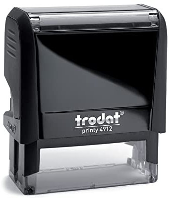 Trodat Printy 4912 - Custom - Gehäusefarbe Schwarz (Abdruckfarbe Schwarz) - 47x18mm - 5 Zeilen - personalisierbarer Namensstempel, Adressstempel oder Firmenstempel