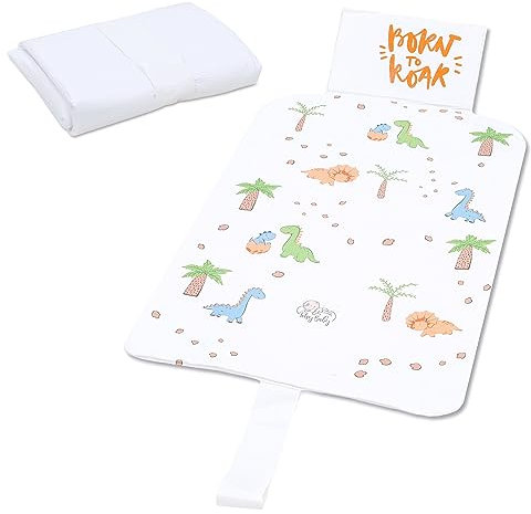 Wickelunterlage Wickelauflage auf Reise 75x45 cm Abwaschbare Wickelauflagen für Babys Kleine faltbare und wasserfeste Auflage zum Wickeln ideal für Wickeltasche Dinosaurier