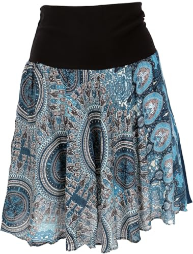 GURU SHOP Luftiger Minirock, Boho Sommerrock - Blau, Damen