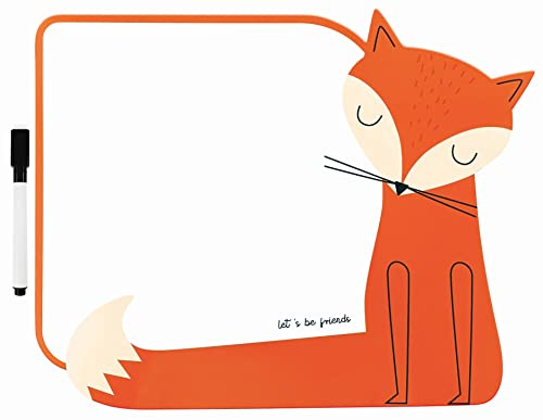 Whiteboard für Kinder - Trocken Abwischbar - für Schreibtisch - mit schwarzem Stift - A4-28 x 30 cm - Lustige Form - Fuchs