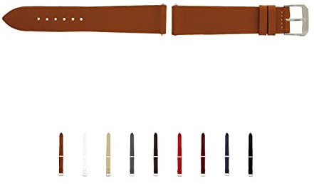 SELVA Uhrenarmband, 14-24 mm, Leder, zum Wechseln, Ersatzarmband für Smartwatch, Made in Germany, Größe:22 mm, Farbe:Cognac mit silberner Schließe