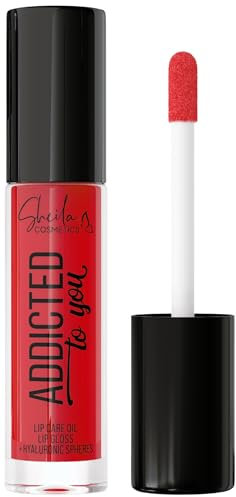 Sheila Cosmetics Addicted To You – Huile Nourrissante & Gloss à Lèvres à l’Acide Hyaluronique – Texture Transparente – Fabriqué en Italie (Format unique, 02 Grenade)