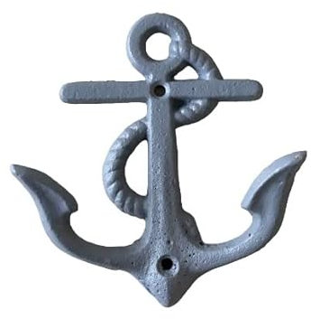 Seaside No.64 - Maritime Deko - Garderobenhaken Anker – Wandhaken Wanddekoration – Jackenhaken Flurdeko - aus Gusseisen – Badezimmerdeko – Geschenkartikel - (Hellgrau)