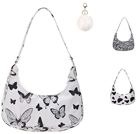 Umhängetasche Damen Handtasche, handtasche vintage, 90s Women's Shoulder Bag, Tasche Kleine Segeltuchtasche y2k Fashion Handtaschen für Frauen Schmetterling