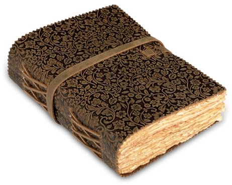 LEATHER VILLAGE Leather Bound Floral Embossed Journal for Women Men - 200 Pages, 6”X4”(A6), Chocolate Brown - Book of Shadows, Vintage Watercolor Paper, Notebook for Writing, Drawing, Sketchbook