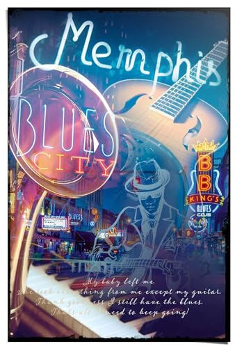 REINDERS Poster, Memphis Blues City, Hobbyraum, Poster, Wanddeko, Room Decor, 150 gr. glänzend Bilderdruckpapier, Blau, 91,5x61cm