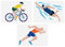 FINGERINSPIRE 3 STÜCKE Triathlon Sport Schablone Zum Malen 29.7x21 cm Aushöhlen Radfahren Schwimmen Laufen Zeichenschablone Wiederverwendbare Kunststoff Sportler Mann Schablone Holzschilder