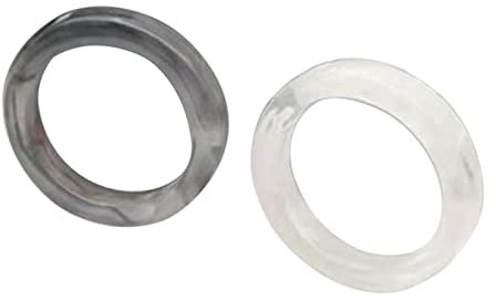 Yichtllk 2X Acrylharzring Farbring Mode Y2K-Stil Zubehör Schmuck Fans Geschenk DIY Fingerringe Ornamente Einfacher Ring, verschmiertes Schwarz und verschmiertes Weiß