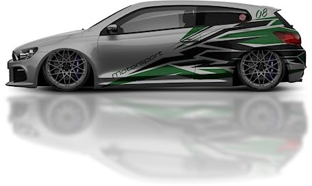NoName.Design Premium Seitenaufkleber Set mit Wunschtext | Abstract | Tuning | Komplett Personalisierbar | Matt Glänzend | Autoaufkleber | P-D-007