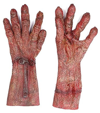 Halloween Handschuhe Monster Latex Handschuhe Vollfinger Wolf Handschuhe Horror Kostüm Accessoires Cosplay Party Gloves Damen Herren Deko Werwolf Verkleidung Zubehör für Halloween Karneval Fasching