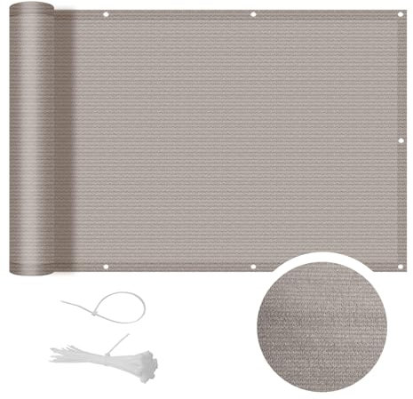 COOL AREA Brise-Vue pour Balcon HDPE Couverture de confidentialité Écran,Vent Protection UV Résistant aux,80x600cm,Taupe