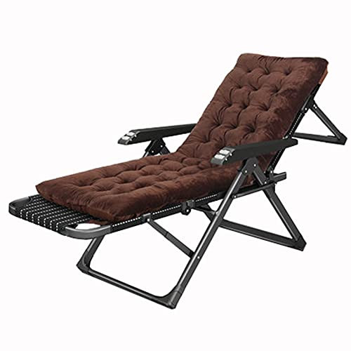 BUJOG Deluxe Übergroßer gepolsterter Zero-Gravity-Stuhl XL-Lounge-Terrassenstühle für den Außenbereich, Hof, Strand, unterstützt 300 kg, gepolsterter klappbarer Terrassen-Loungesessel (Farbe: Kaff