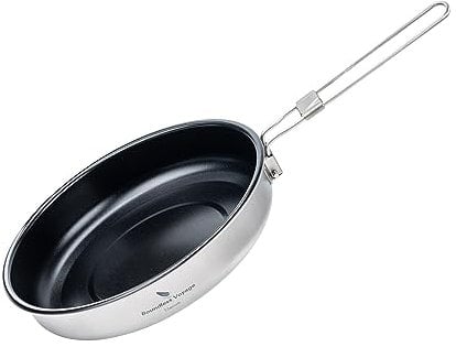 Boundless Voyage Ti2069C 18.8 cm/1 Litre Camping Pan for Gas Cooker Titanium Frying Pan Ultralight Camp Cookware Grill Pan for Cooking Egg Steak