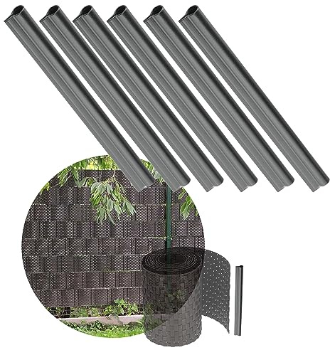 KADAX 6er Set Klemmschienen für Sichtschutzstreifen, Befestigungsclips aus Kunststoff, Klemmstreifen, Clips für Zaunfolie, Endclips (Set, Silber)